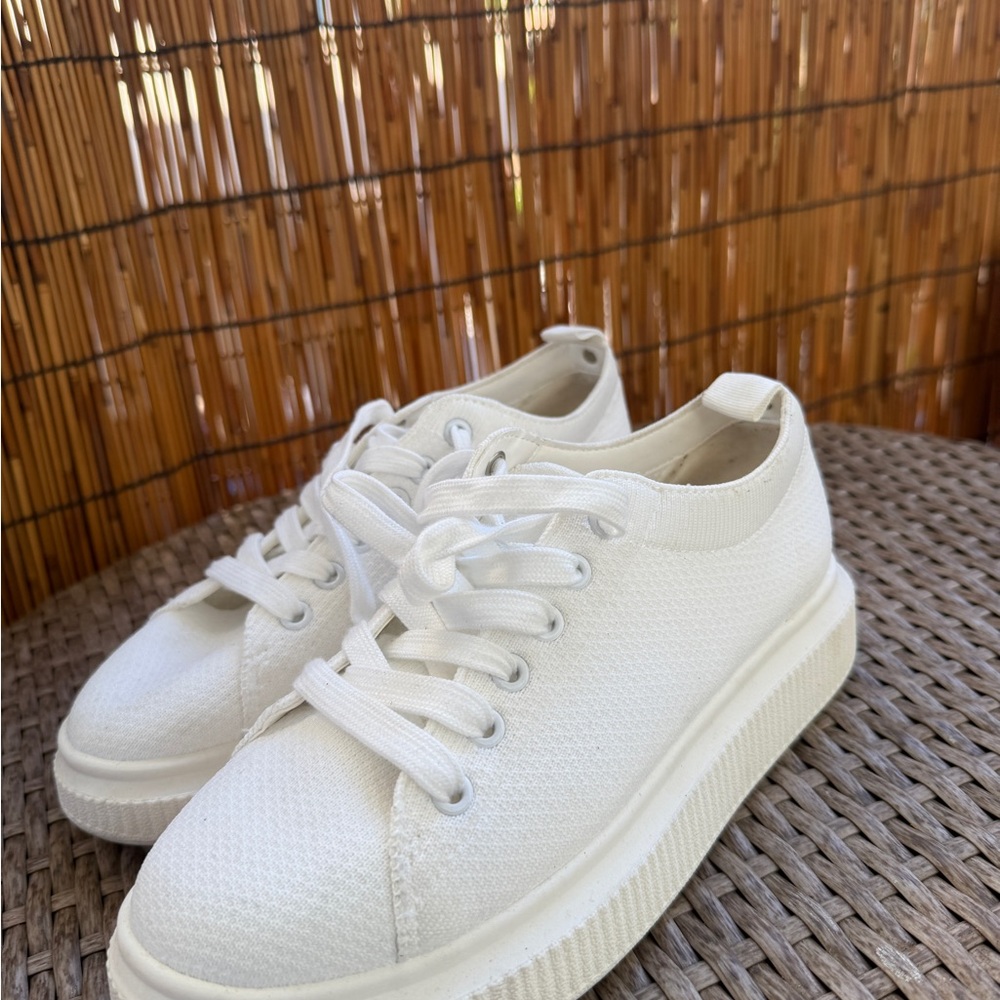 BP White Platform Canvas Sneakers